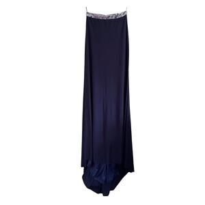 Vintage 1970s Midnight Blue Qiana Jersey Sequin Strapless Dancing Queen Gown
